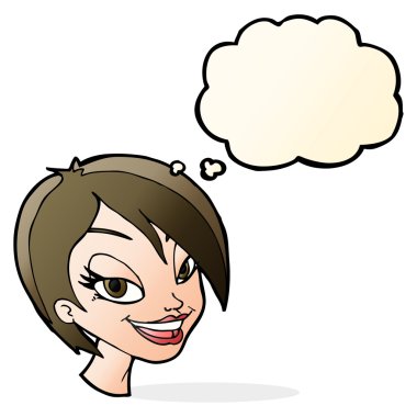 çizgi film oldukça kadın yüzü düşünce balonu ile