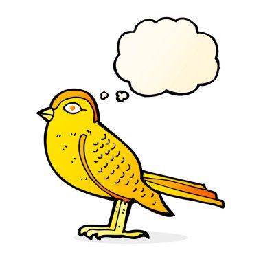 Düşünce baloncuklu çizgi film kuşu