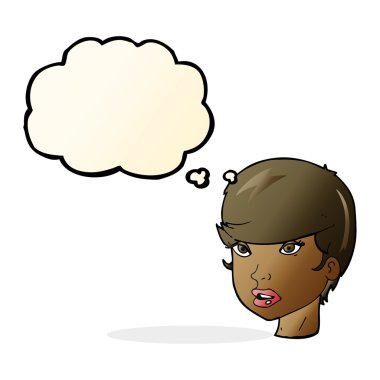 çizgi film oldukça kadın yüzü düşünce balonu ile