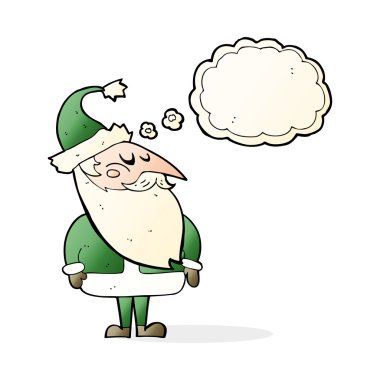 Düşünce baloncuklu çizgi film Noel Baba