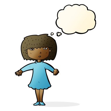 Karikatür, düşünce balonlu kadını şaşırttı.