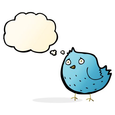 Düşünce baloncuklu çizgi film kuşu