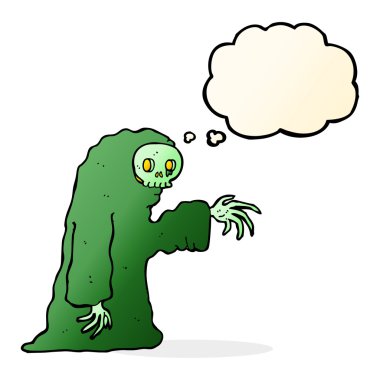 Düşünce baloncuklu tuhaf cadılar bayramı kostümü.