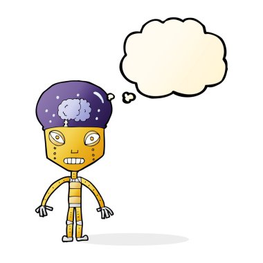 çizgi film garip robot düşünce balonu ile