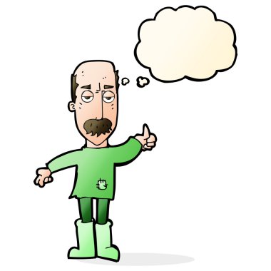 çizgi film yaşlı adam düşünce balonu ile rahatsız