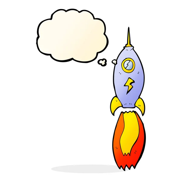 Kreslená raketa s myšlenkovou bublinou — Stockový vektor
