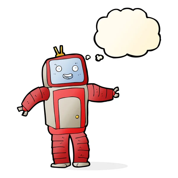 Robot del fumetto con la bolla di pensiero — Vettoriale Stock