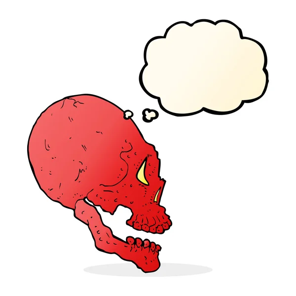 Ilustrace červená lebka s myšlenkou bublina — Stockový vektor