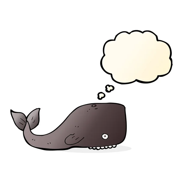 Ballena de dibujos animados con burbuja de pensamiento — Vector de stock