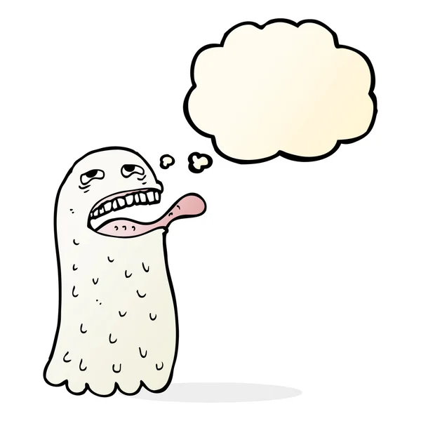 Γελοιογραφία αστείο φάντασμα με φούσκα σκέψης — Διανυσματικό Αρχείο