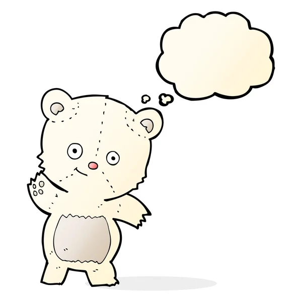 Netter Eisbär-Cartoon mit Gedankenblase — Stockvektor