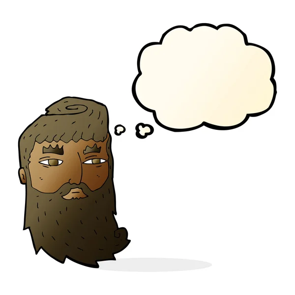 Cartoon bearded man with thought bubble — Stock Vector