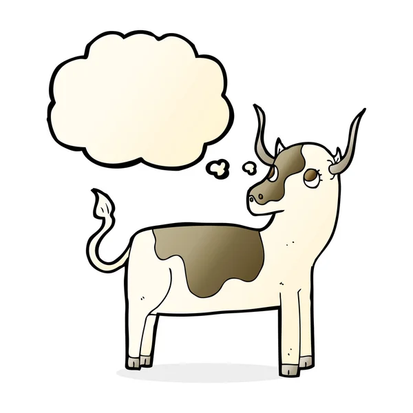 Cartoon koe met gedachte zeepbel — Stockvector
