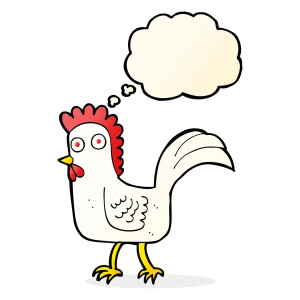 Κινουμένων σχεδίων κοτόπουλο με φούσκα σκέψης — Διανυσματικό Αρχείο