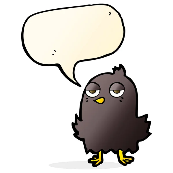 Fumetto uccello annoiato con bolla di pensiero — Vettoriale Stock