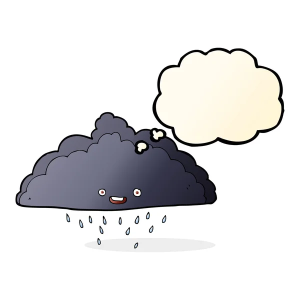 Cartoon regen wolk met gedachte zeepbel — Stockvector