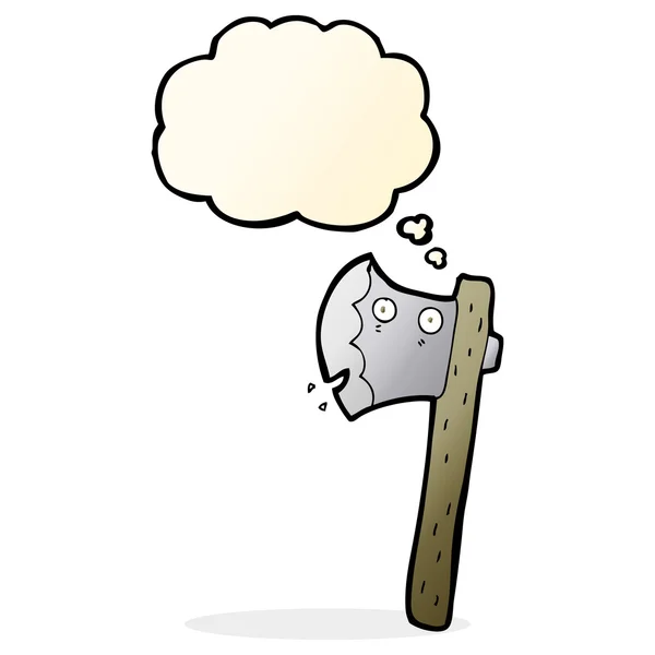 Cartoon axe with thought bubble — Stock Vector