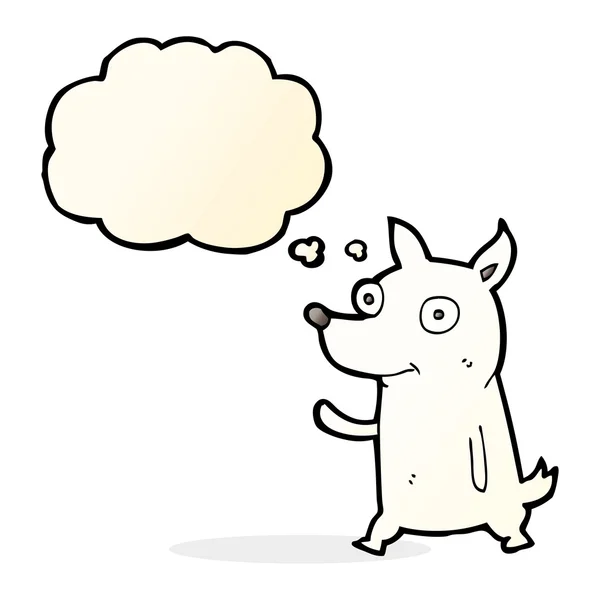 漫画の小さな犬が思考バブルで手を振って — ストックベクタ
