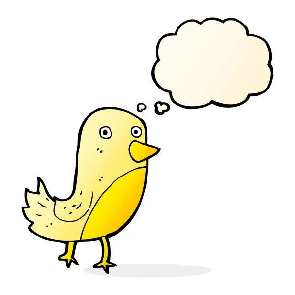 Cartoon yellow bird with thought bubble — Stock Vector