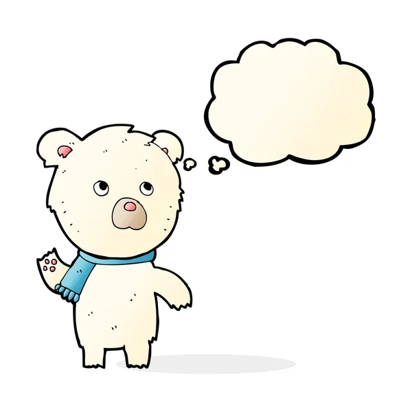 Karikatur niedlicher Eisbär mit Gedankenblase — Stockvektor
