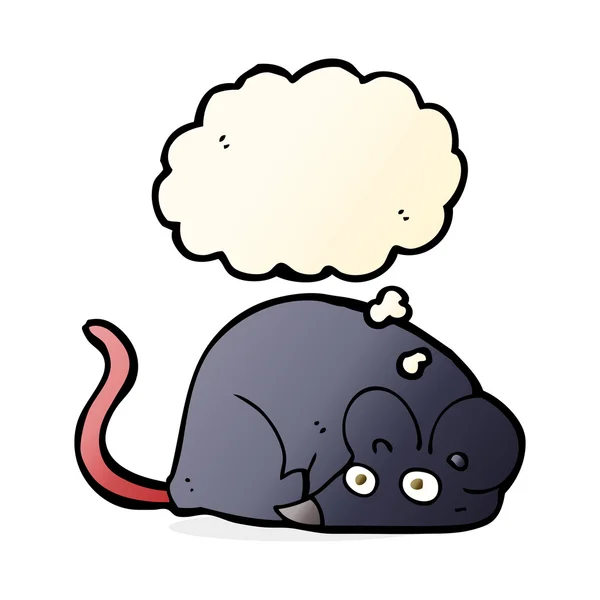 思考バブルと白い漫画のマウス — ストックベクタ