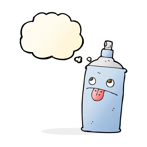 Cartoon spray kan met gedachte zeepbel — Stockvector