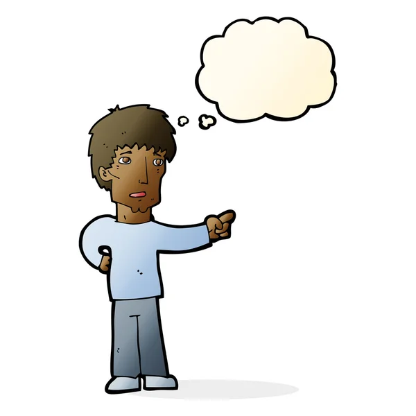 Γελοιογραφία δείχνει τον άνθρωπο με φούσκα σκέψης — Διανυσματικό Αρχείο