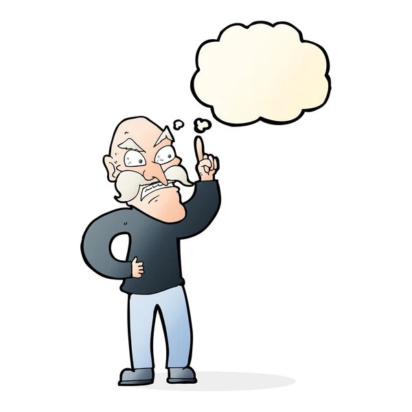 Cartoon alter Mann legt Regeln mit Gedankenblase fest — Stockvektor