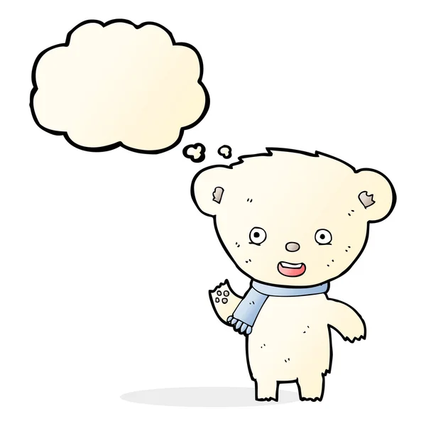 Dibujos animados lindo oso polar con burbuja de pensamiento — Vector de stock