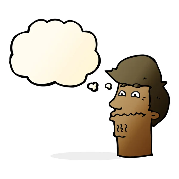 Cartoon nervous man with thought bubble — Stock Vector