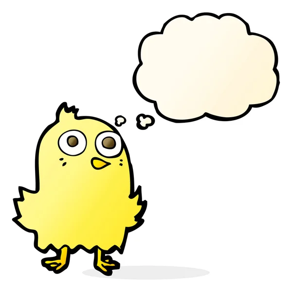 Funny cartoon bird with thought bubble — Stock Vector