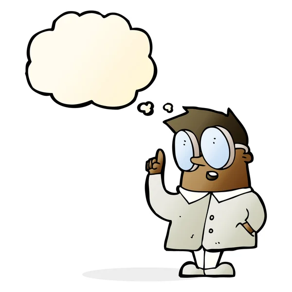 Cartoon scientist with thought bubble — Stock Vector