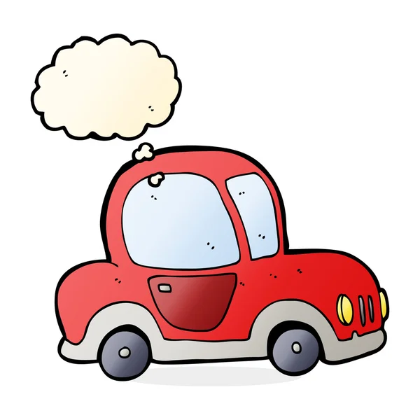 Coche de dibujos animados con burbuja de pensamiento — Vector de stock