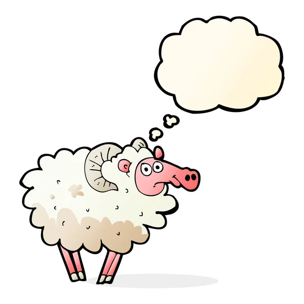 Cartoon dirty sheep with thought bubble — Stock Vector