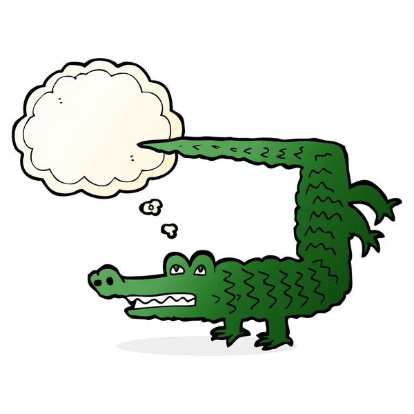 Cartoon crocodile with thought bubble — Stock Vector