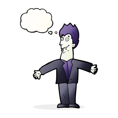 Düşünce baloncuğu olan vampir adam.