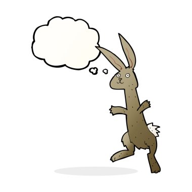 Düşünce baloncuklu çizgi film tavşanı