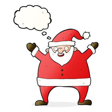 Düşünce baloncuklu çizgi film Noel Baba