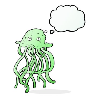Düşünce baloncuklu ahtapot çizgi filmi