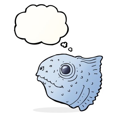 Düşünce baloncuklu balık kafası