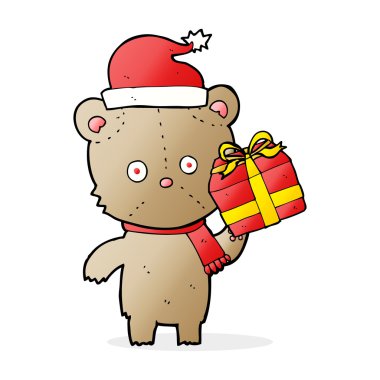 Karikatür Noel oyuncak ayısı hediye