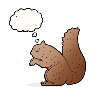 Düşünce baloncuklu bir sincap.
