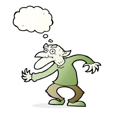 Düşünce baloncuklu çizgi film cini