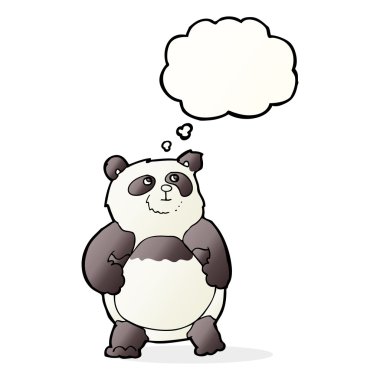 Düşünce baloncuklu çizgi film pandası