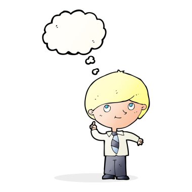 çizgi film çocuk fikir düşünce balonu ile