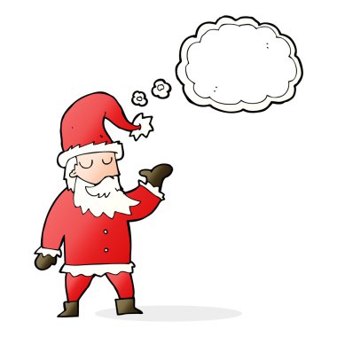 Düşünce baloncuklu çizgi film Noel Baba