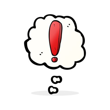 Düşünce baloncuklu çizgi film ünlem işareti