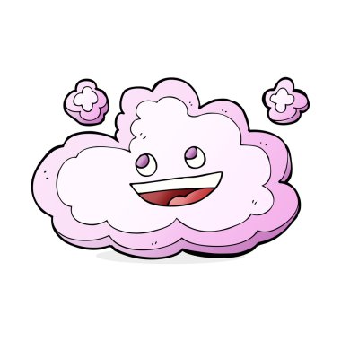 karikatür mutlu pembe bulut