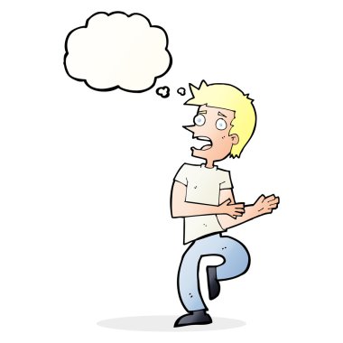 Çizgi film, düşünce balonlu adamı strese sokuyor.