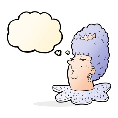 Karikatür kraliçesi kafası ve düşünce balonu